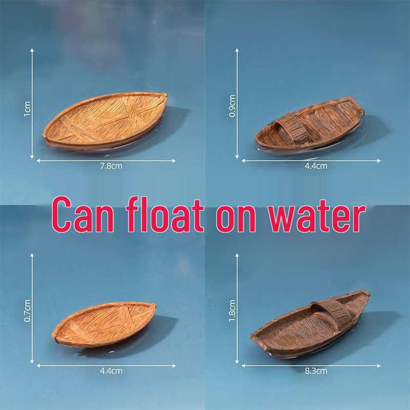 Creative Floating Mini Boat Ornaments: Zhuge Liang & Li Bai figures in Ancient Costume - DIY Decorative Accessories