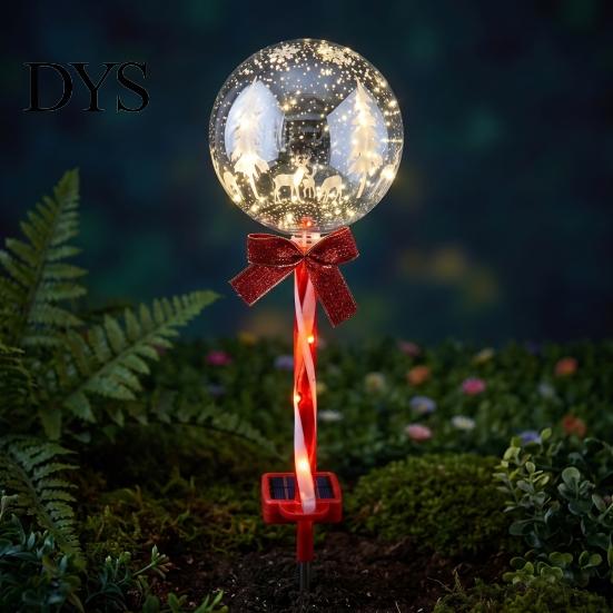 Solar Powered Outdoor Garden Lights 2Pcs Christmas Ball Light, Color Changing LED Stake with Automatic Dusk to Dawn 13 Beads, IP65 Waterproof