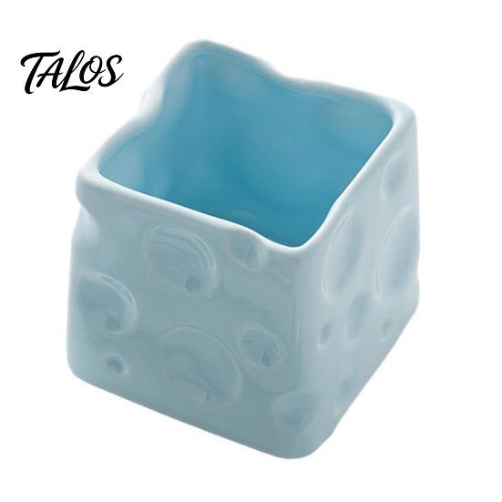 Talos Ceramic Cheese Pen Holder, Large Capacity Storage Jar, Cute Desk Organizer for Stationery Makeup Brushes Small Items, Bedroom Decor