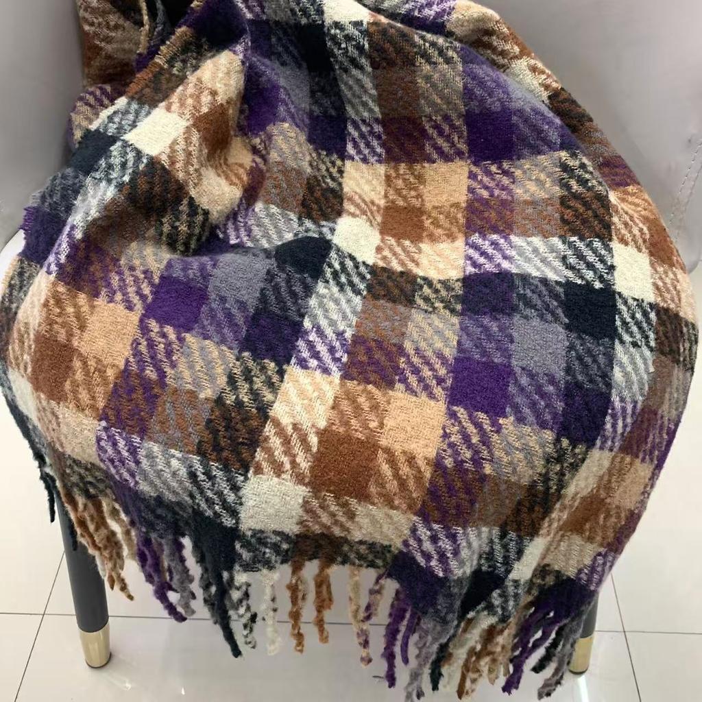 Korean Atmosphere Plaid Scarf Winter Warm Neck Protection Neck Scarf Thickened Warm Shawl Outer Wear