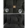 [Stylish Coat] Winter Coat | Stylish Girls' Parka with Faux Fur Hood, Heart-Shaped Diamond Pattern, Warm Mid-Length - Beige, Polyester
