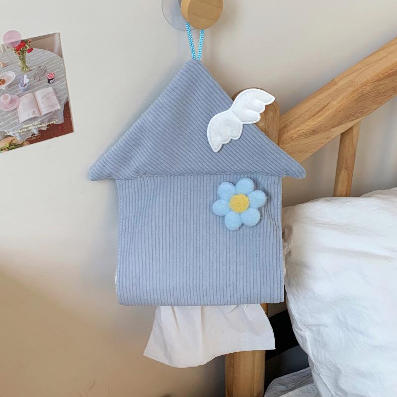 House Shape Tissue Box Versatile Decorative Tissue Box Fabric Tissue Dispenser Easy To Refill For Dormitory Bathroom Household