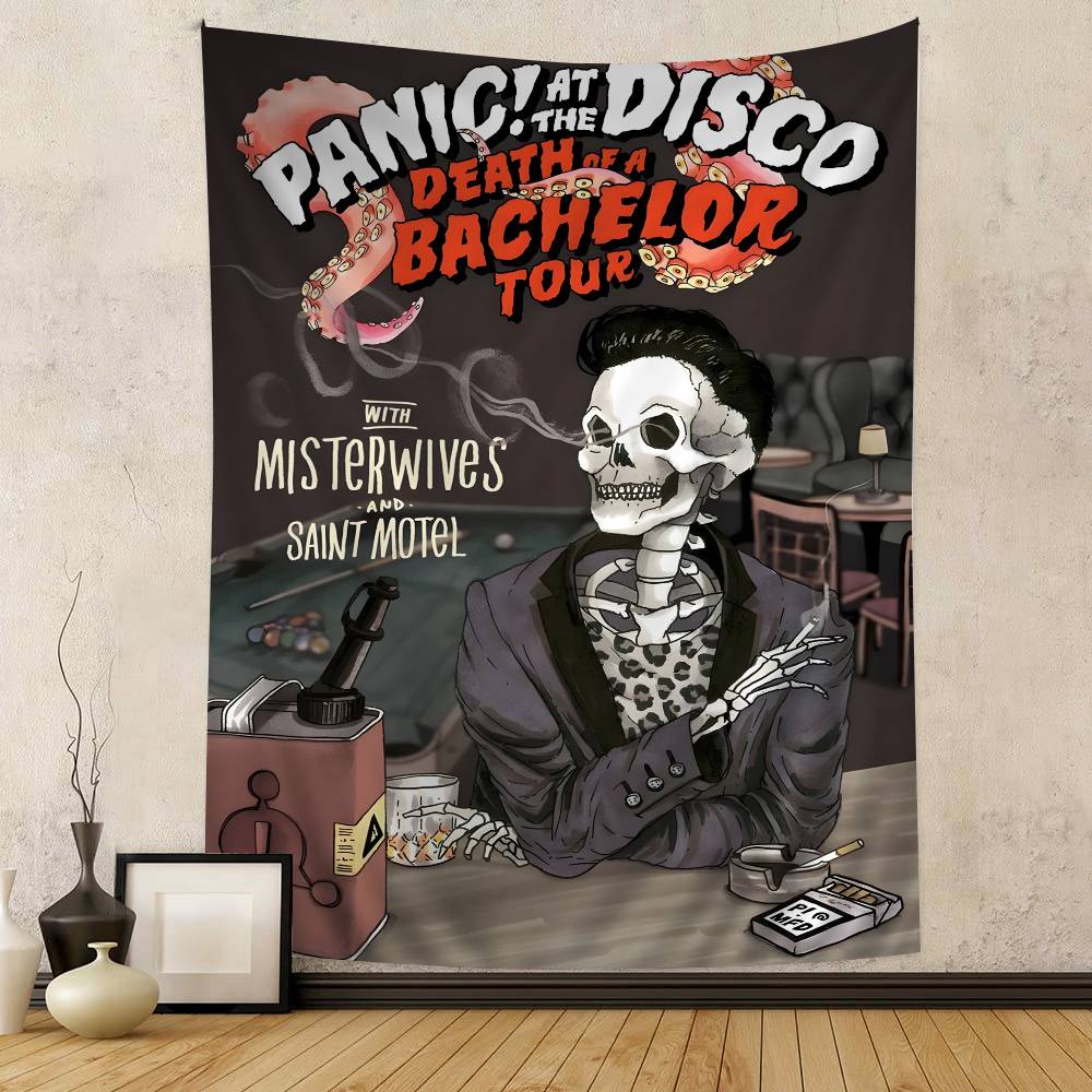 Стена с принтом группы PPanic At The Disco, Большой настенный гобелен, Арт, Научная фантастика, Комната, Домашний декор, Декор, Покрывало
