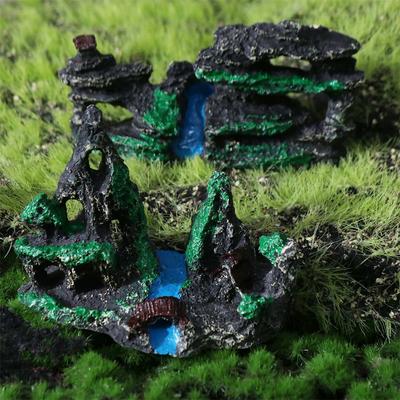 Unique Aquarium Rockery Figurines Realistic Handmade Rock Mountain Statue Resin Craft Simulation Stone Statue
