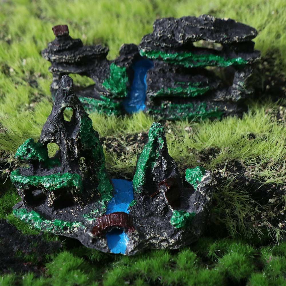 Unique Aquarium Rockery Figurines Realistic Handmade Rock Mountain Statue Resin Craft Simulation Stone Statue