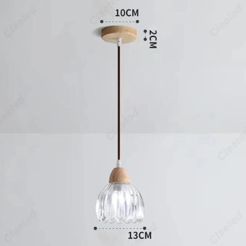 Светодиодный ретро E27Wooden Art изголовье кровати стеклянный подвесной светильник цветочный подвесной светильник гостиная столовая лестница стеклянный потолочный светильник