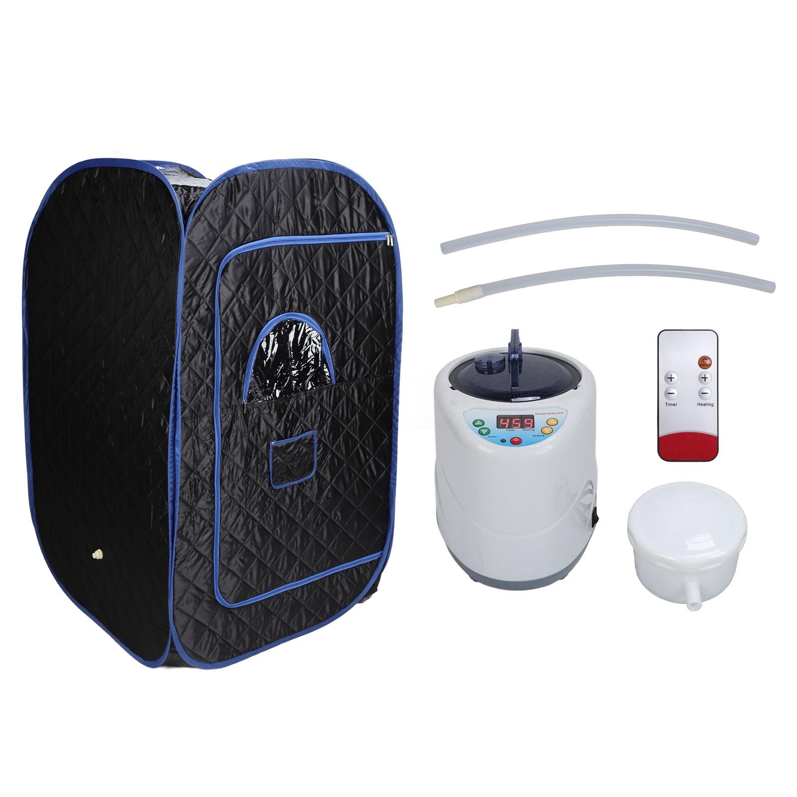 

Паровая сауна-палатка, складная, регулируемая, спа-бокс для сауны, черная, с паровым котлом объемом 2 л, пульт дистанционного управления для EU Plug