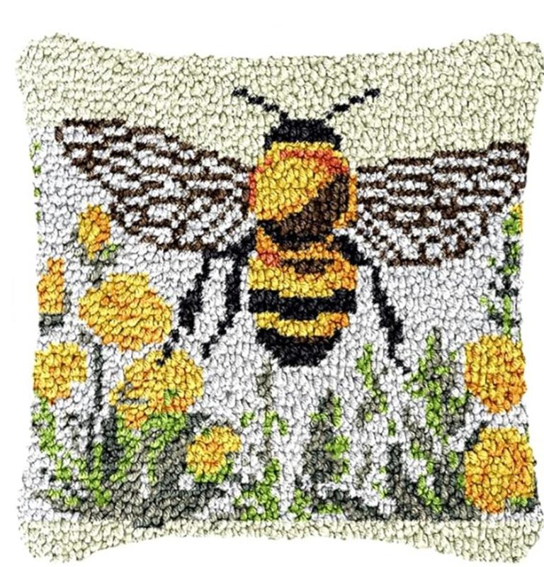 3d Segment Embroidery Pillow Wool Handcraft Diy Latch Hook Rug Kits Bee Sunflower Series Carpet Embroidery Materials Supplies