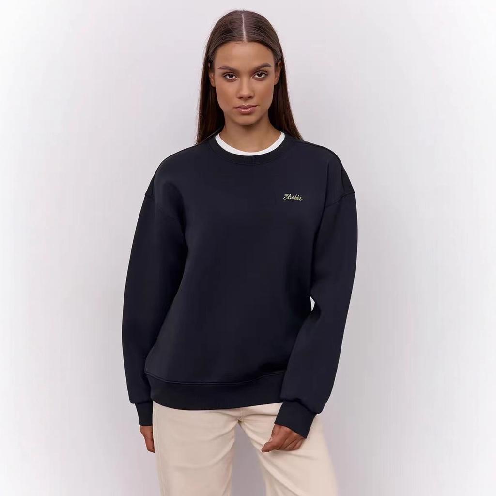 American simple foreign style niche letter printing oversize loose meat cover round neck trendy sweater