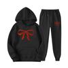 Unisex Casual Hoodie and Sweatpants Set - Loose Fit, Bowknot Printed 