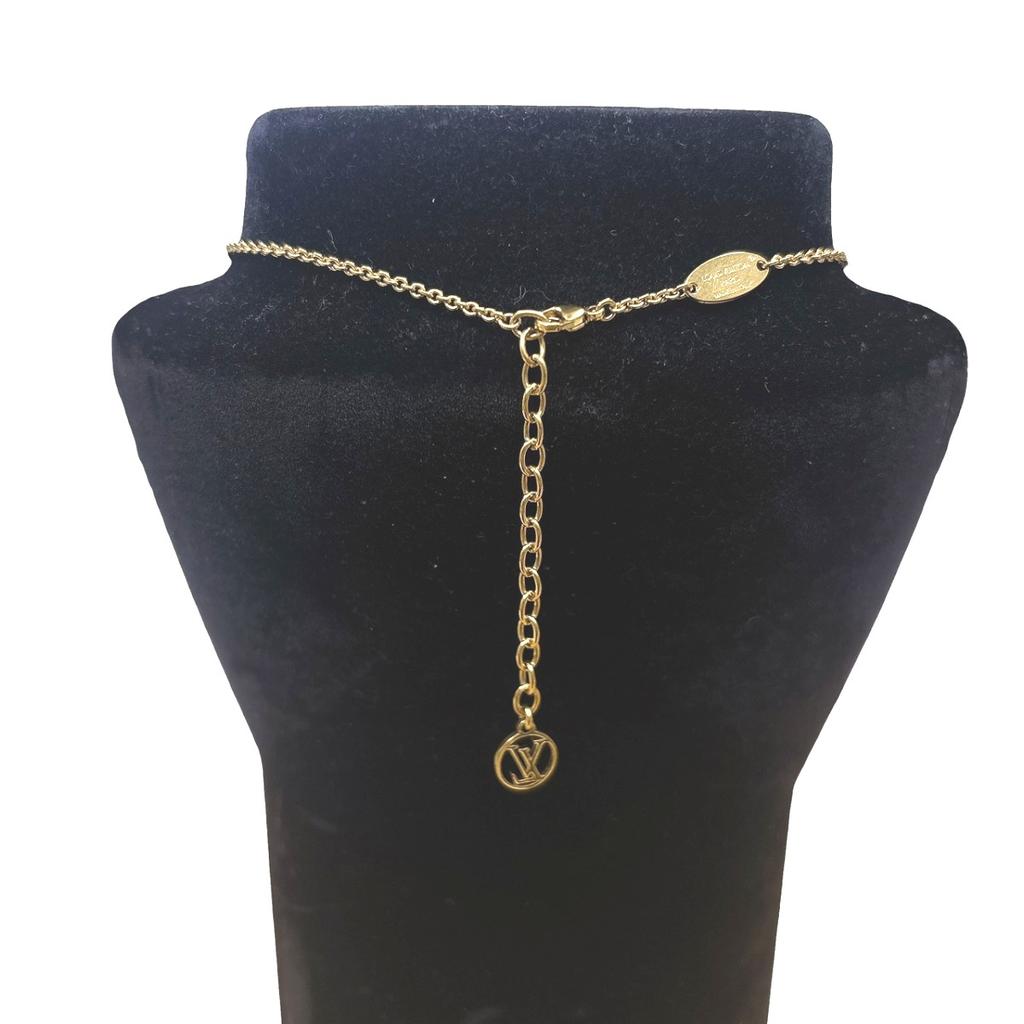 LOUIS VUITTON Perle Necklace Collier Essential V Gold Plated gold Women M00857 Used