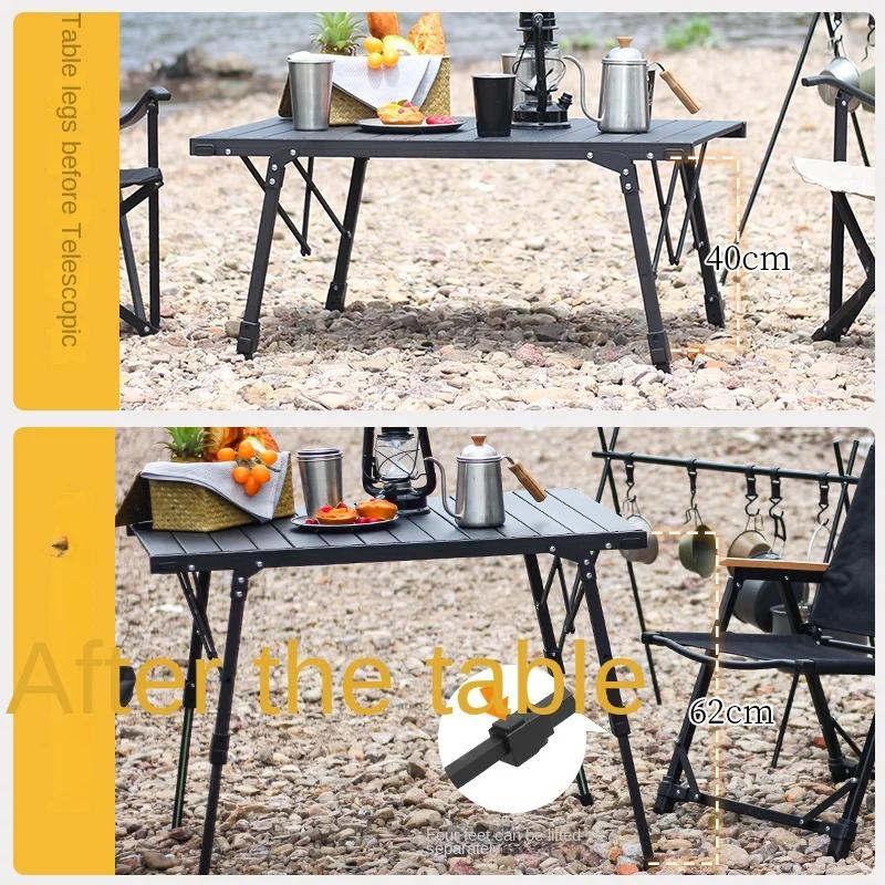 Portable Camping Table Folding Picnic Table Aluminum Folding Camping Table Adjustable Liftable Legs with Bag Outdoor
