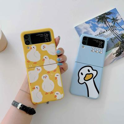 Süße Ente Ins Paar Cartoon Schöne Tier PC Telefon Fall Harte Zurück Shell Für Samsung Galaxy Z Flip3 5g Matte Relif Capa