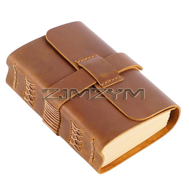 Leather Journal Lock Design Blank Kraft Paper 400 Pages DIY Diary Travel Notebook Handmade Sketchbook Retro Thick Book