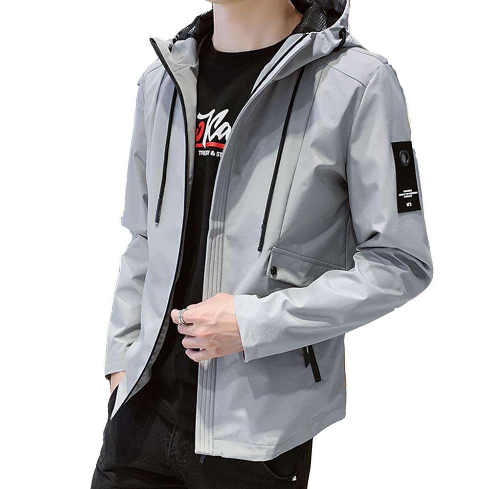 

Long Popular Plus Gray XL [Poperdision] Men s Jacket, Sleeved, Plain, Warm, Windbreaker, Spring, Autumn, Winter, Hooded, Casual, Windproof,