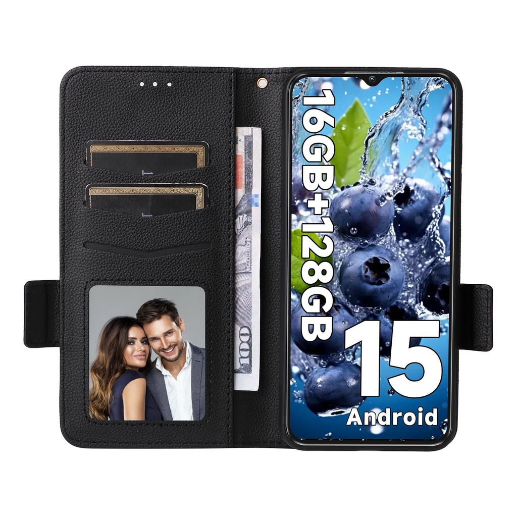 For Oukitel C1/C1 Pro Case with Wrist Strap Litchi Texture PU Leather Wallet Phone Cover