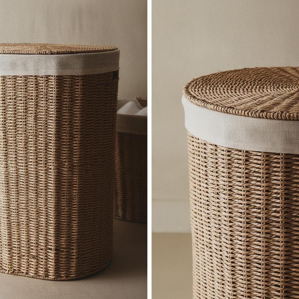 Laundry Hamper with Lid Handwoven Paper Rope Reinforced Woven Basket