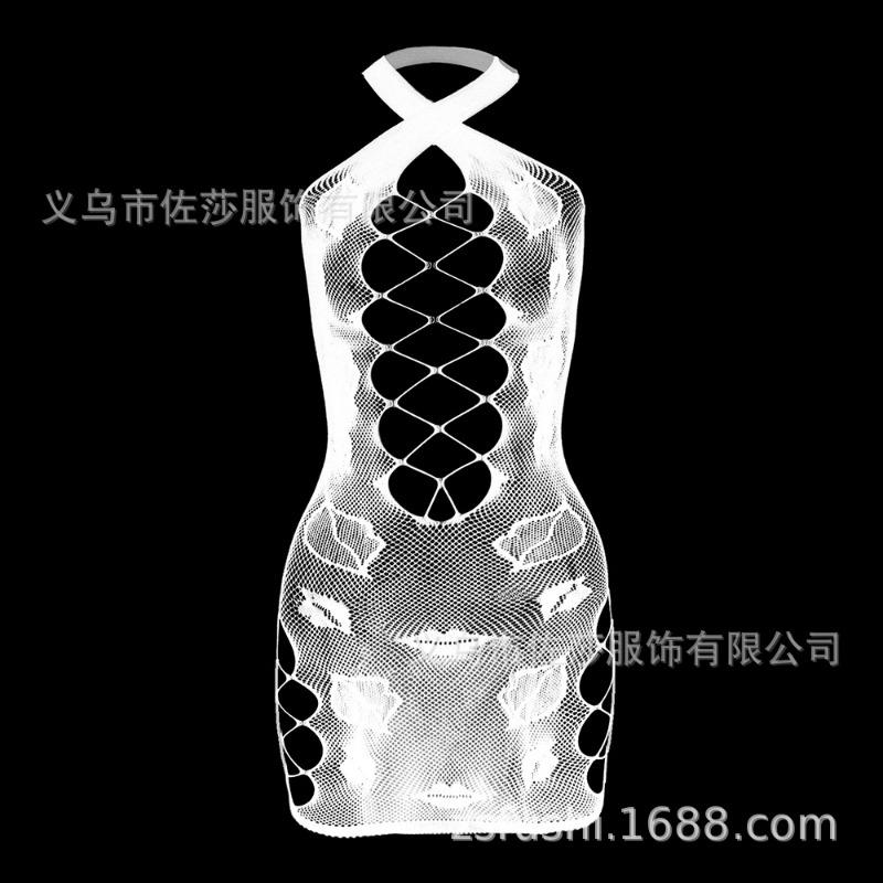 Sex clothes Suspender Crossed Hollow Black onesie Mesh hip skirt