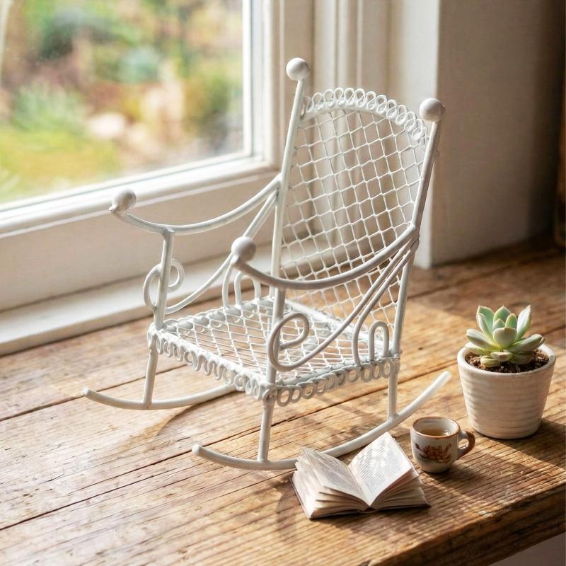 1/3Pcs Dollhouse Garden Display Ornament Prop Accessory Miniature Table Chair Model Tiny Home Decor Iron Furniture