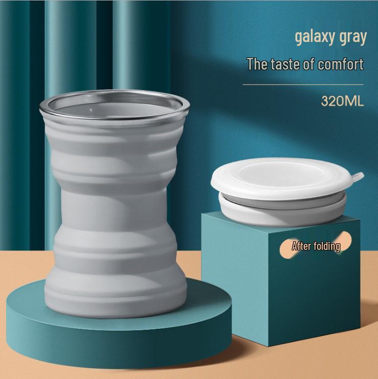 

Portable Silicone Folding Cup with Lid for Travel and Business Trips As shown