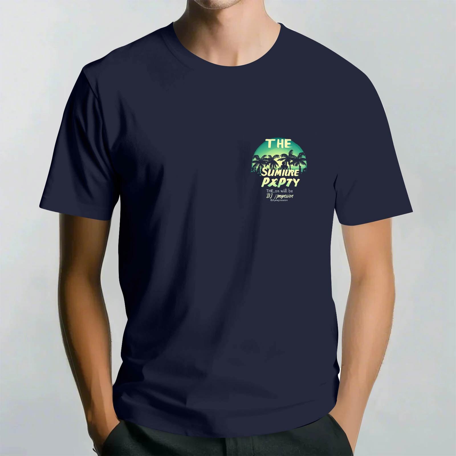 

Мужская повседневная футболка с круглым вырезом и коротким рукавом с гавайским принтом XL тёмно-синий