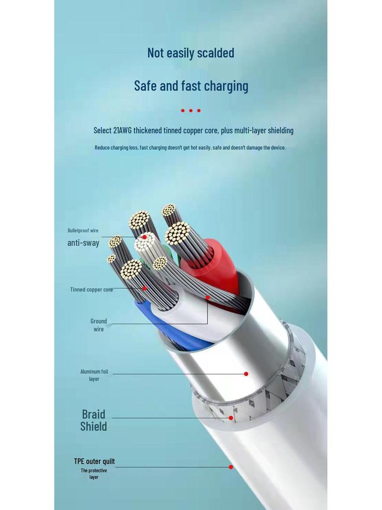 18W PD Fast Charging Cable: Compatible with Android and Apple, Type-C to Apple, Available in 1m & 2m Lengths.