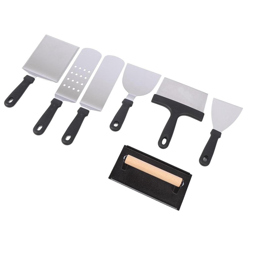 17 Piece BBQ Tool Set Stainless Steel Spatulas Fried Egg Rings Meat Press Board Oil Bottle and Brush for Outdoor Barbecue