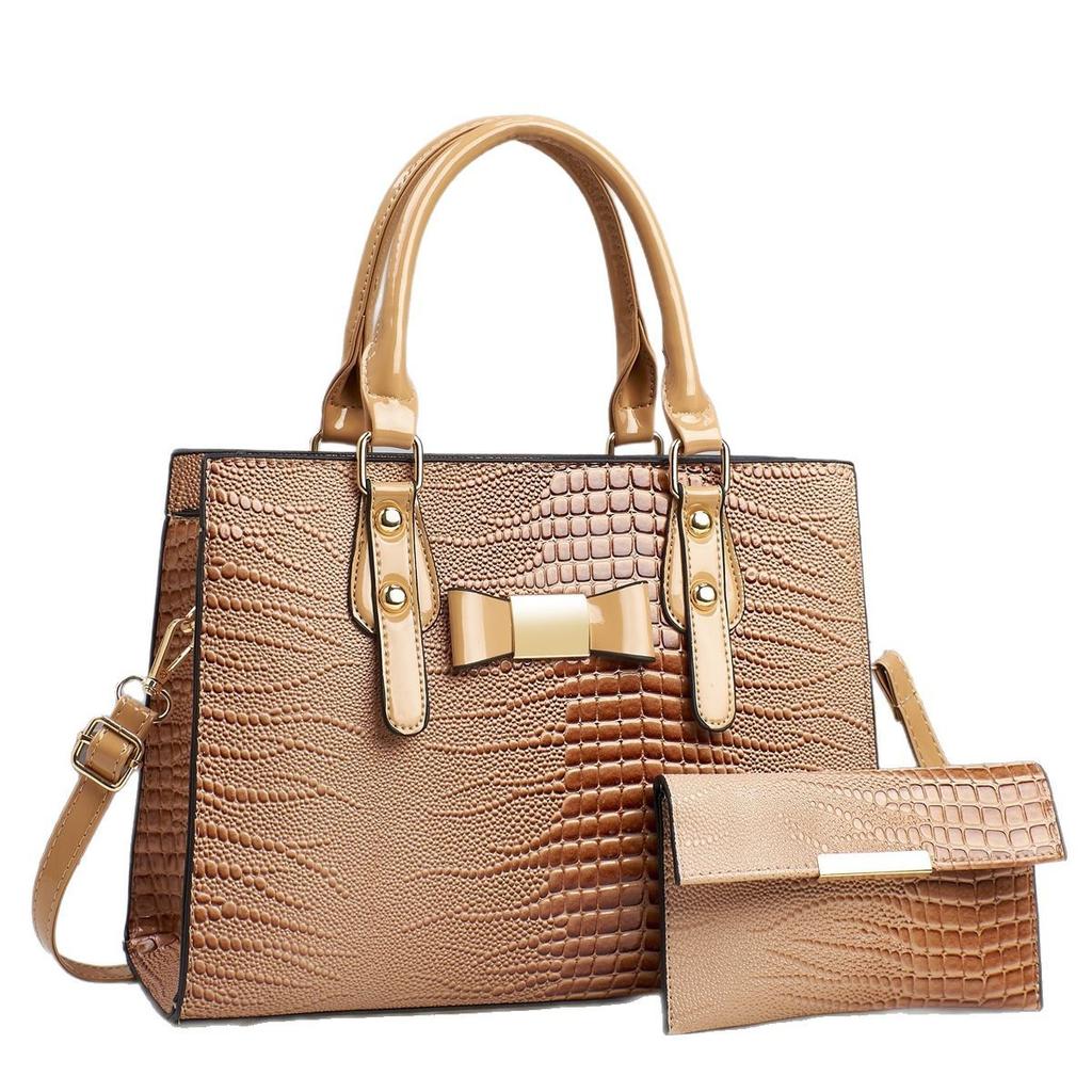 Neue Einfache Kindertasche Umhängetasche Diagonal Eidechsenmuster Glänzendes Leder Große Kapazität Damentasche