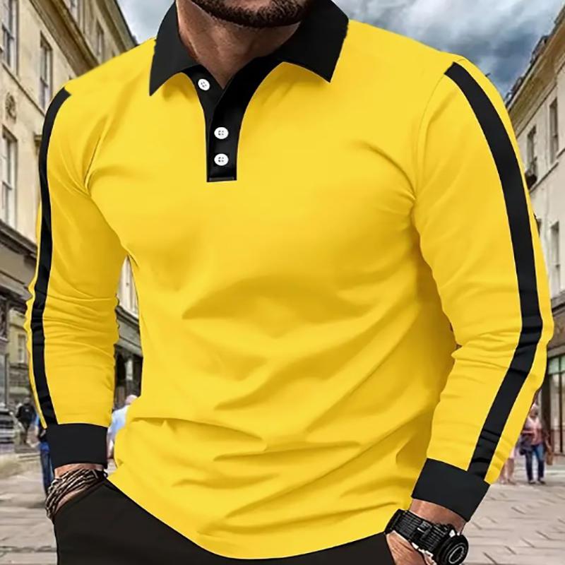 

Трансграничные осенние новые продукты для европейской и американской внешней торговли Мужская цифровая печать ПОЛО с лацканами, цветная блокировка, мода 3XL жёлтый