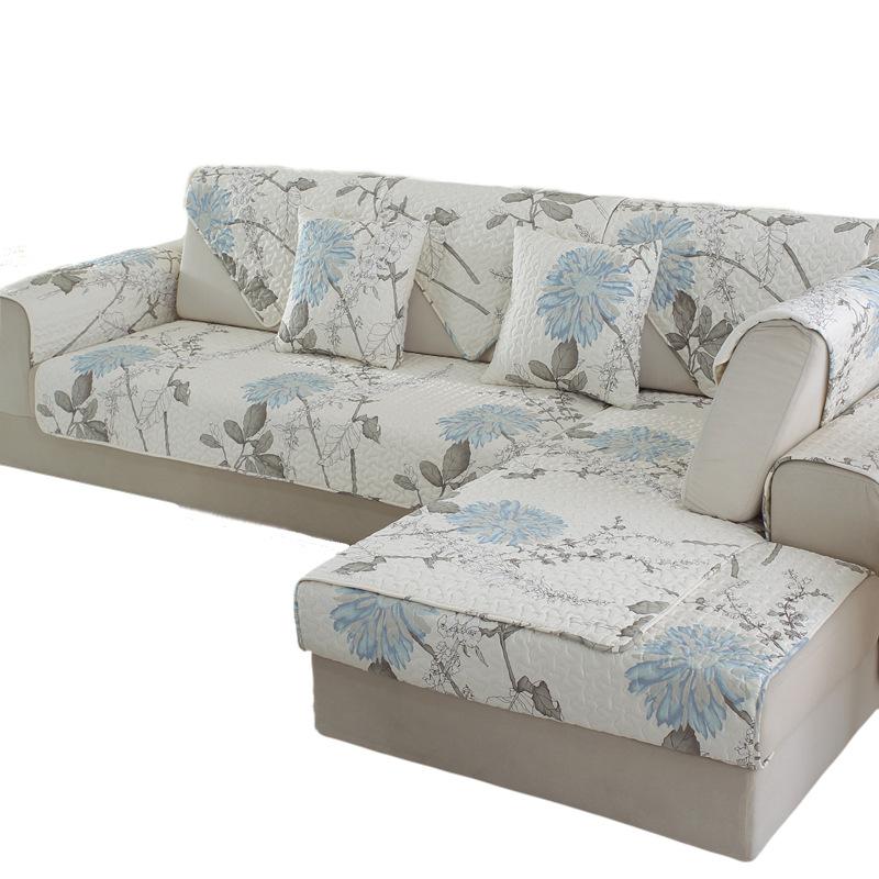 Pujiang Cotton Quilted Sofa Cushion Manufacturer , Simple Modern Printing Thickened Non-Slip Sofa Cushion Cover Towel