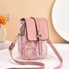 Women Vintage Crossbody Phone Bag Mobile Phone Bag PU Leather Multi-compartment Shoulder Bag Rivet Decoration Multi-functional Storage Wallet Handbag