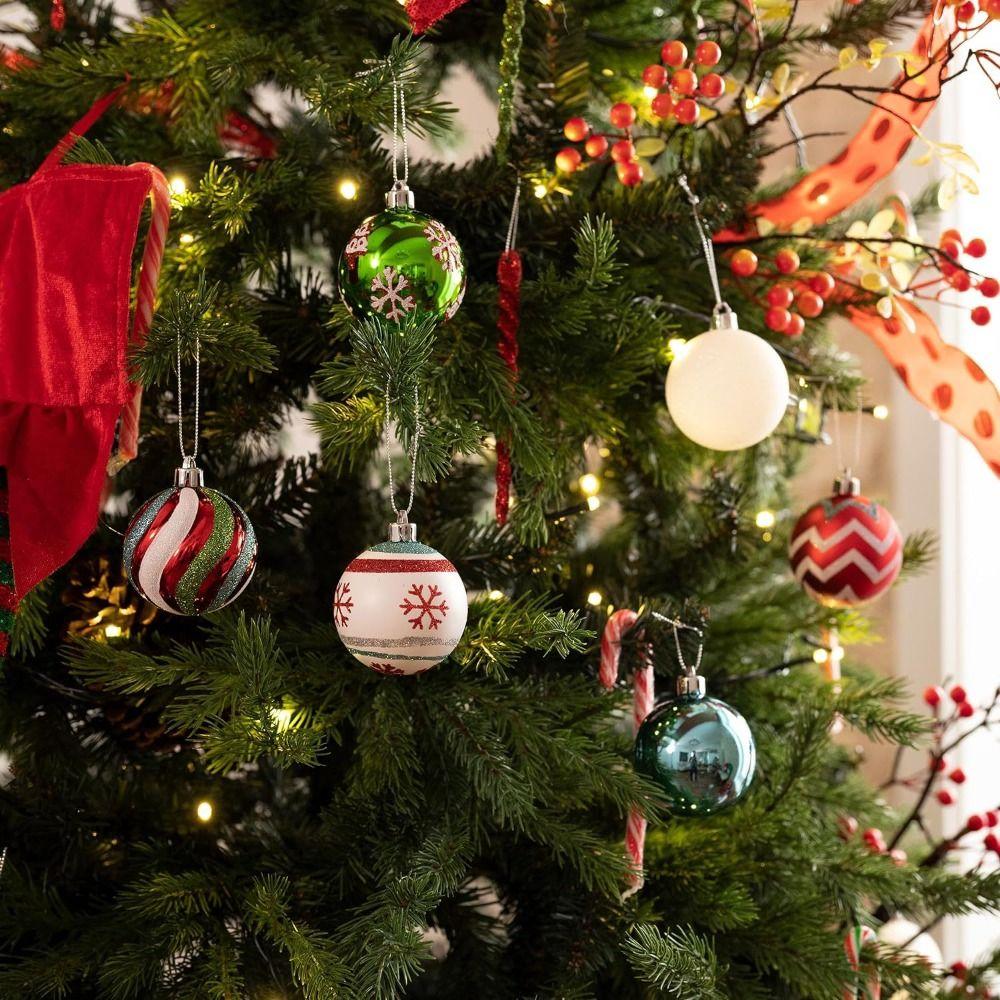 30pcs 6cm Christmas Tree Pendant Creative Hanging Ornament DIY Supplies Christmas Ball Set  Room