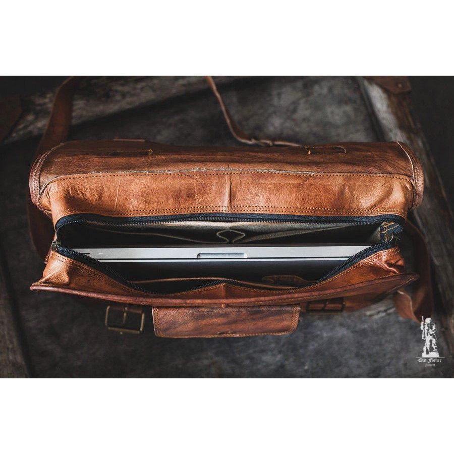 Men's Handmade Leather Vintage Laptop Messenger Briefcase Satchel Bag