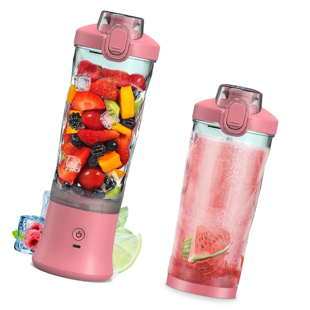 Portable Blender 600ml Personal Size Juicer Cup for Shakes and Smoothies with 6 Blades 150 Watt Waterproof Rechargeable