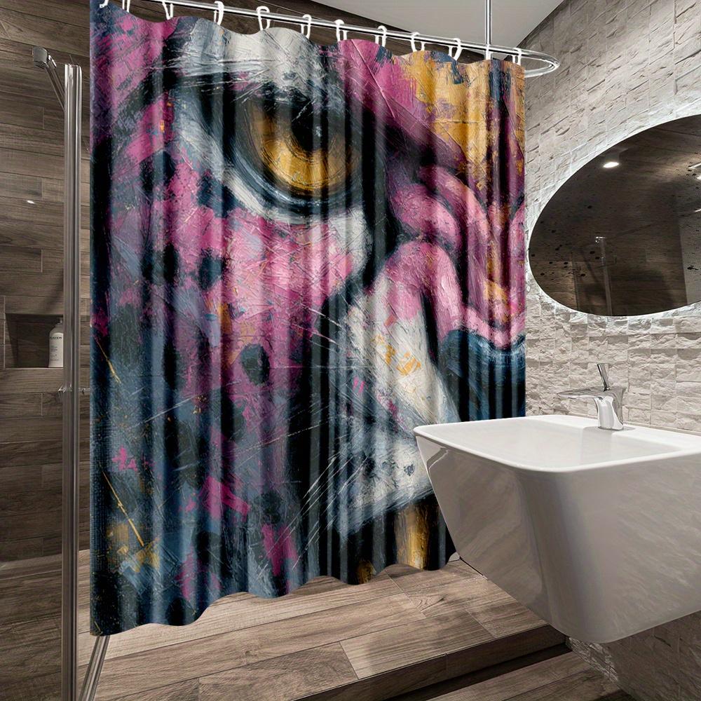 1 szt. Różowa Zasłona Prysznicowa w Lamparci Wzór - Żywy Artystyczny Zwierzęcy Wzór Dekoracja Łazienki, 70,8x70,8 cala Tkanina Poliestrowa z 12 Haczykami,