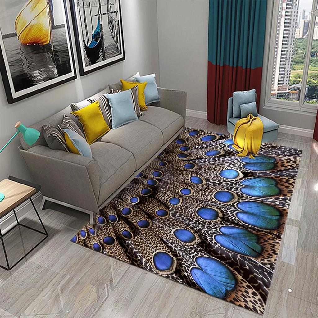 Colorful Feather Carpet for  Living Room Sofa Coffee Table Light Luxury Carpet Family Bedroom Bedside Rugs Bathroom Non-slip Rug