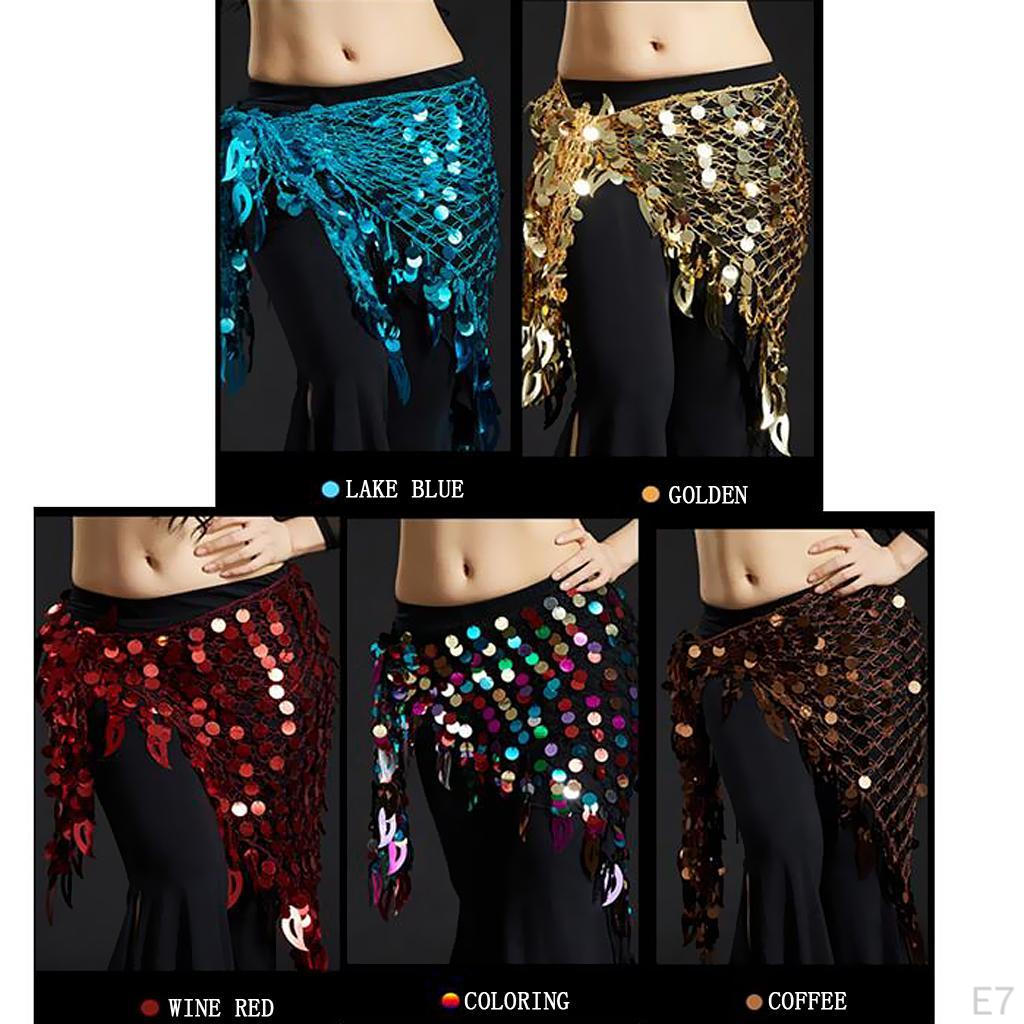 Belly Dance Costumes Hip Scarf Wrap Belt Skirt Sequins Triangle