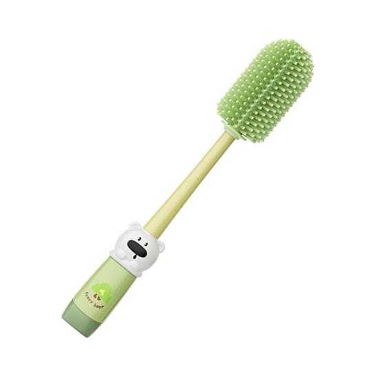 

Cleaning Brush Set with Extended Anti-Slip Bear Handle Silicone Bottle Brush Nipple Straw Cleaner Baby Feeding