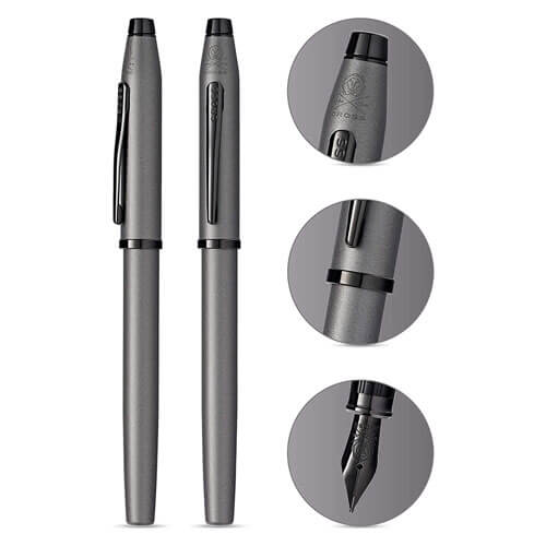 Cross Century II Gunmetal Grey Fine Fountain Pen with Black PVD