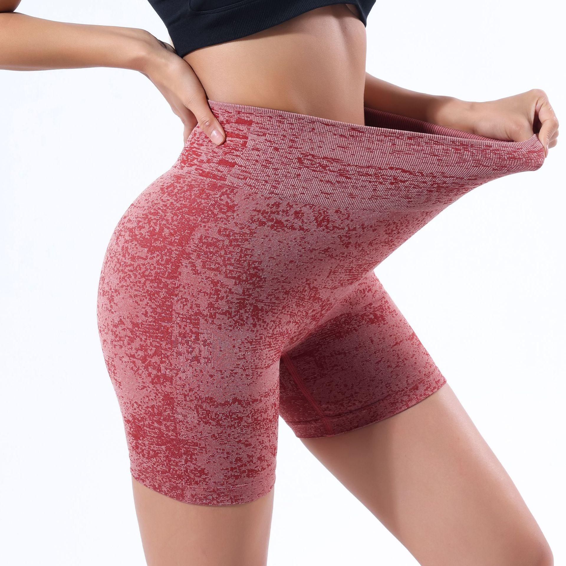 

Спортивные шорты европейские и американские быстросохнущие с эффектом подтяжки бедер спортивные шорты для йоги женские с высокой талией для пресса фитнес персиковые бедра супер L красный