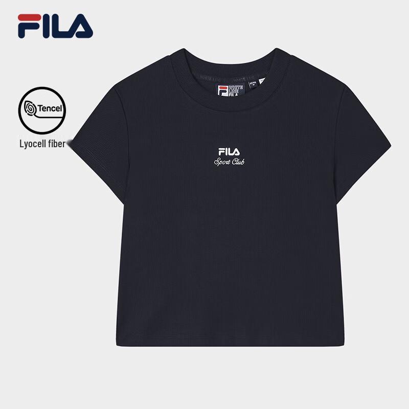 Женская облегающая вязаная футболка с коротким рукавом FILA