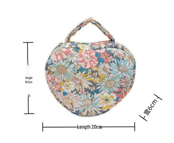 Floral Print Portable Makeup Bag with Large Capacity