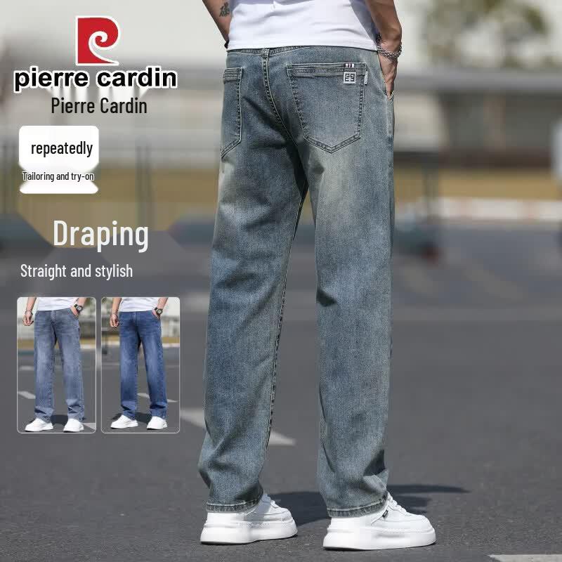 Pierre Cardin Men s Summer Loose Straight Fit Lightweight Denim Jeans 42