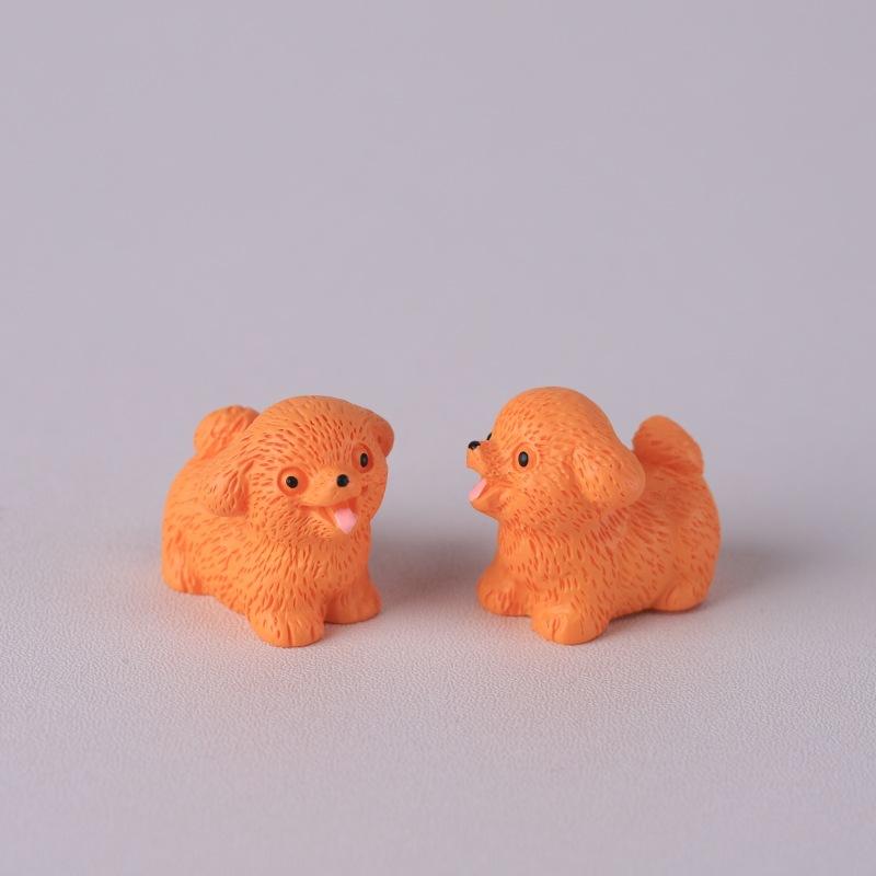 2pcs Dollhouse Cute Puppy Dog Model Kawaii Mini Animal 1:12 Figurine Miniature Resin Keychain DIY Landscape Scene Decor Ornamen