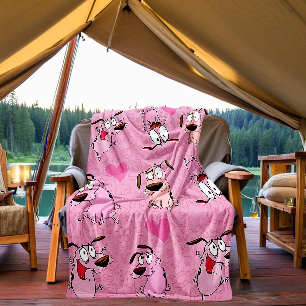 1 Stück Courage der feige Hund Outdoor-Decke Leichtes Flanell, Weich & Warm, Ganzjahresnutzung für Sofa, Outdoor, Camping, Wohnzimmer, Büro, Stuhl