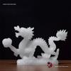 White Jade Auspicious Dragon Wealth Ornament – Azure Imitation Jade Handicraft