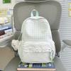 Schoolbag new small fresh plaid lace backpack women's daily versatile large capacity going out commuting student schoolbag backpack