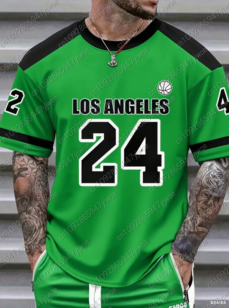 Number23 Los Angeles Print Mens T-Shirt Man Short Sleeves Sportwear Football T-Shirt Vintage Oversize 5 Colors Tees Men Clothes