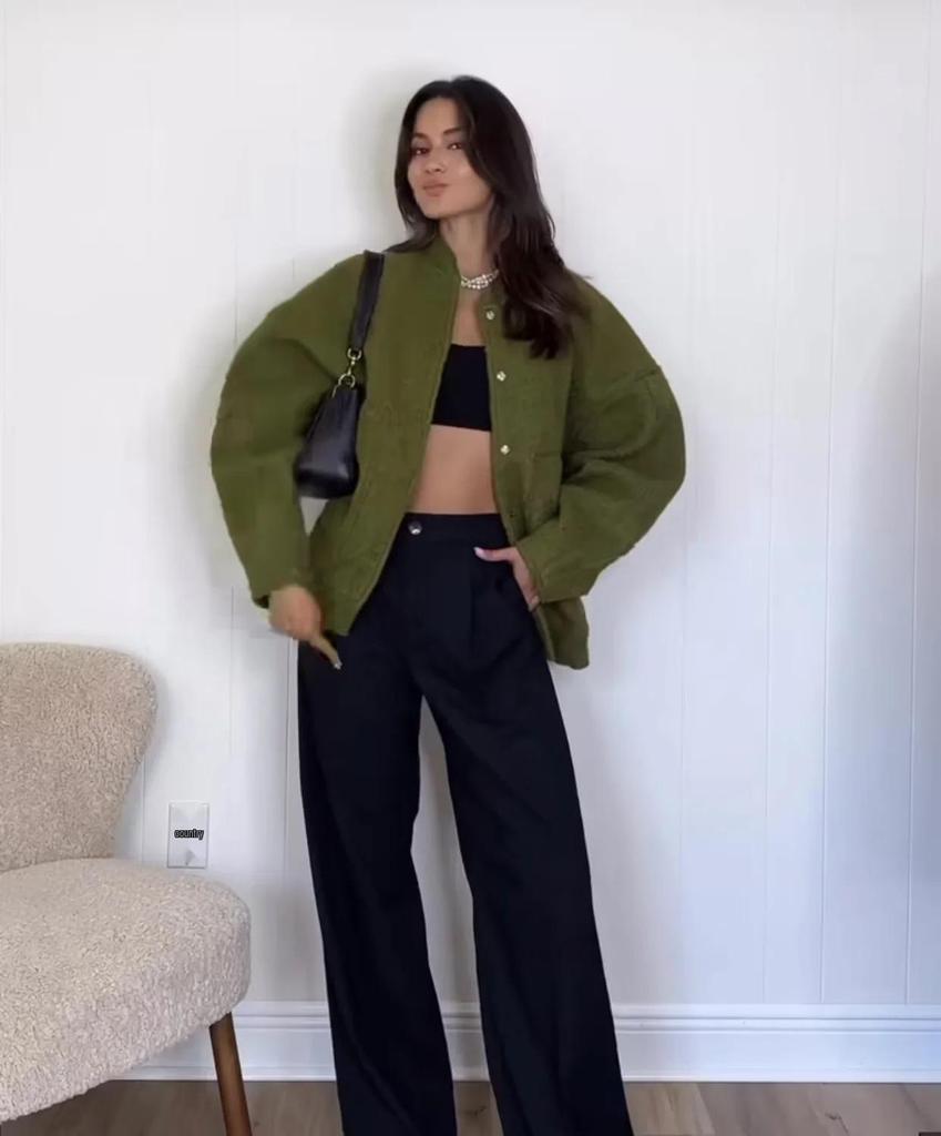 Women's Autumn/Winter Solid Color Stand-Up Collar Long Sleeve Coat with Double Large Pockets