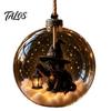 Halloween Hanging Ornaments Clear Ball Decoration, Glowing Sphere Ornament with Skeleton, Festive Decoration Pumpkin, Spider Web, Black Cat